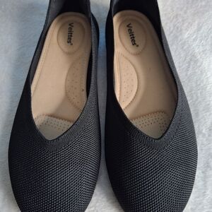 Women's Black Knit Slip-On Flats